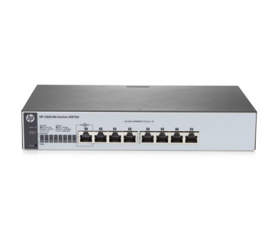 Коммутатор HP 1820-8G Switch (8 ports 10/ 100/ 1000, WEB-managed, fanless, desktop, can be powered with PoE) (J9979A#ABB)